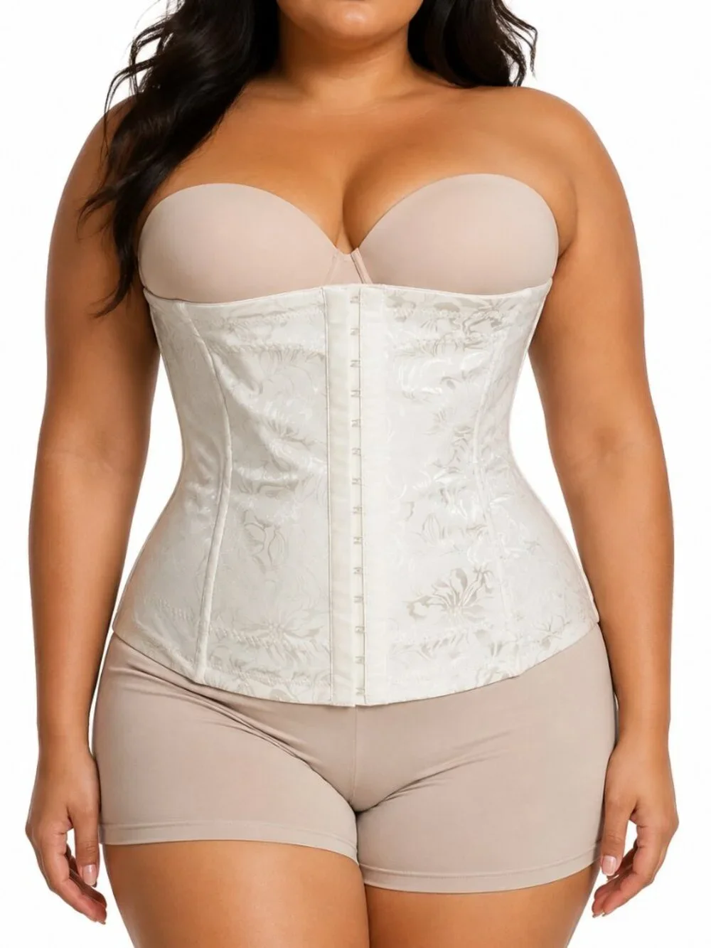 MAIDENFORM Coquette Jacquard Corset Waist Nipper Underbust Shaper Ivory 2XL